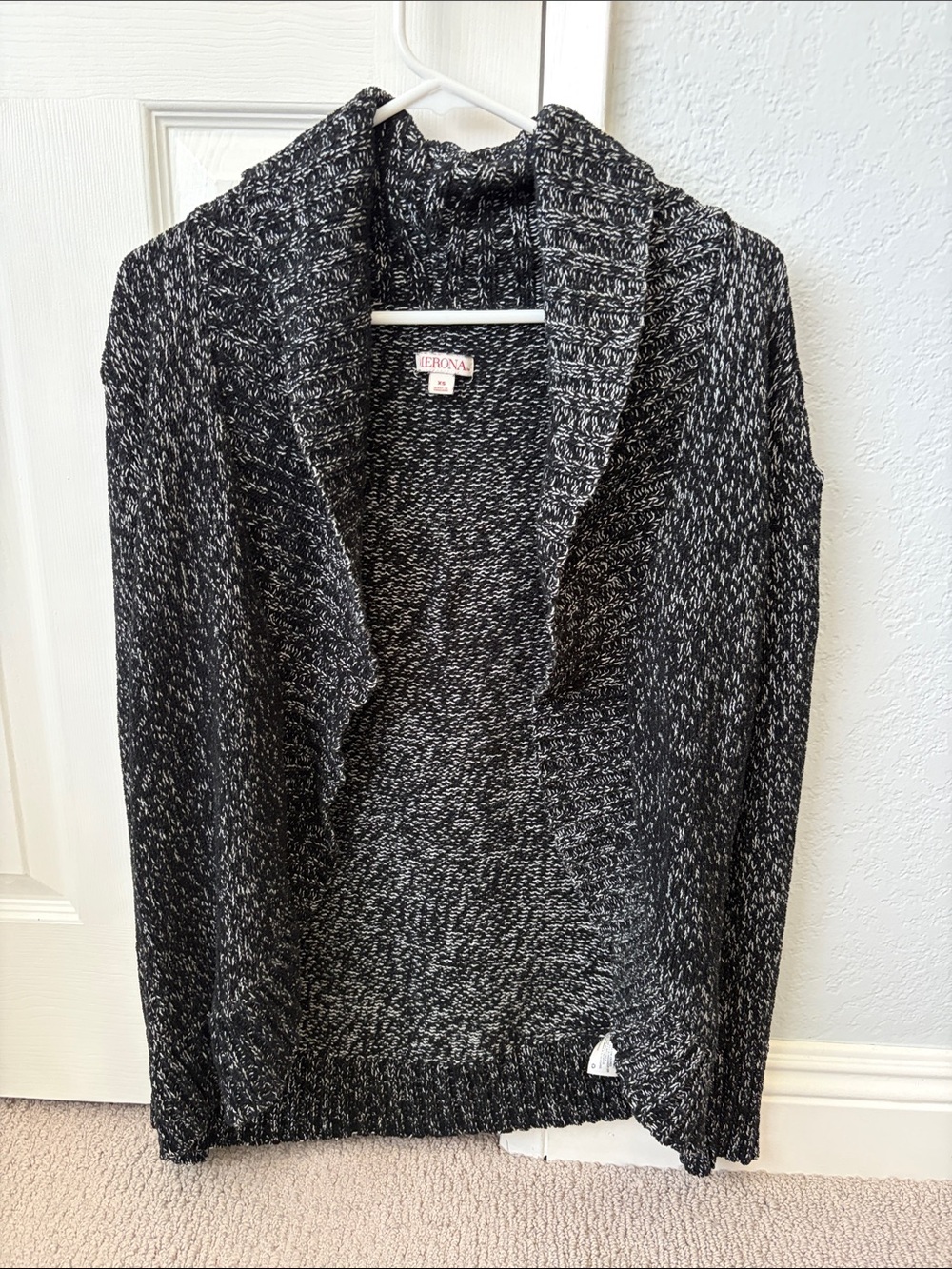 Merona Black & White Marled Open Shawl Cardigan